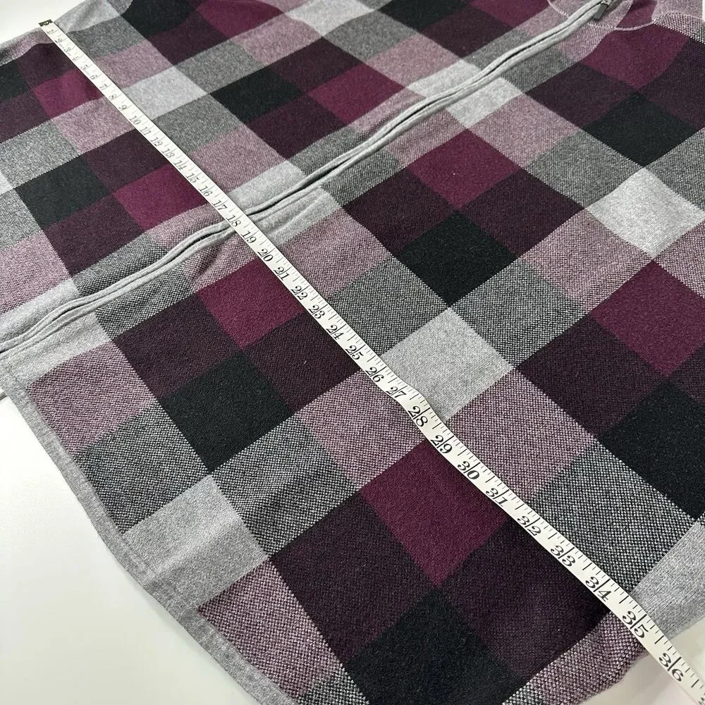 Tahari Plaid Zip Up Poncho Sweater Sz L XL Fall Stadium Game Layer Preppy Travel
